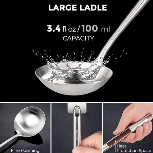 17-Inch Stainless Steel Wok Spatula Ladle and Skimmer Spoon Set - Heat-Resistant & Durable, Variation 2