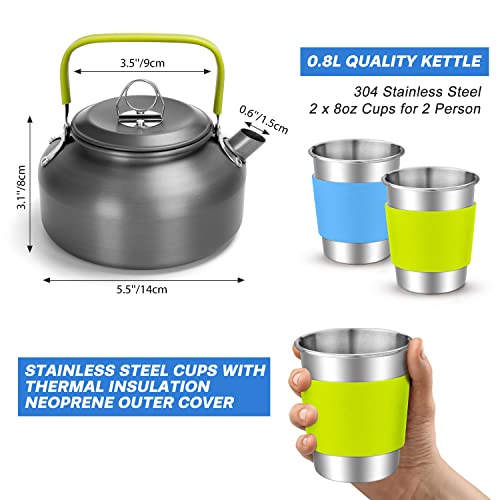 Odoland Black 19-Piece Camping Cookware Set for 1-2 People