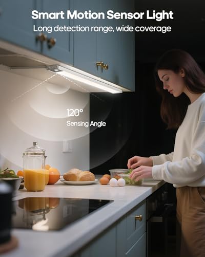 GOODEA 17.5 Inch Rechargeable LED Under Cabinet Light with Motion Sensor & 4 Pack