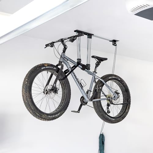 StoreYourBoard Garage Ceiling Bike Hoist System - Adjustable Pulley Lift for All Bikes