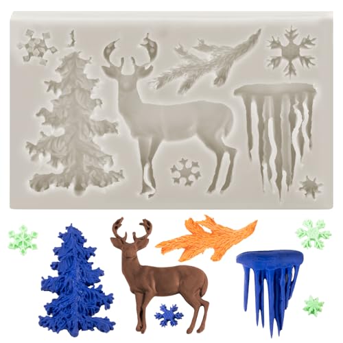 Gray Christmas Theme 3D Deer Silicone Mold – Fondant, Chocolate & Cake Decorating