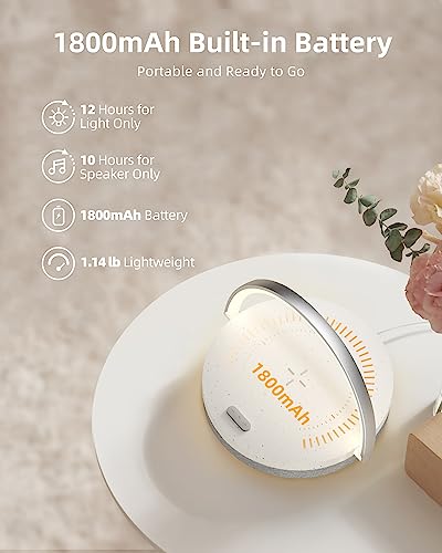 EZVALO White 4-in-1 Bedside Lamp with Bluetooth Speaker & Wireless Charging