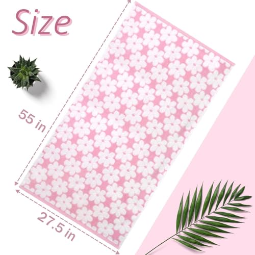 Pink Cotton Bath Towels Set of 2 - 27.5x55 Inches, Super Absorbent & Decorative