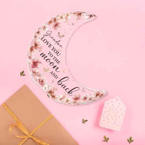 Mother's Day Gifts Grandma Birthday Gifts Grandmother Gift From Grandchildren,Acrylic Moon Decoration Sign Grandmother Gift for Christmas Birthday Thanksgiving-Grandma Love You To The Moon And Back