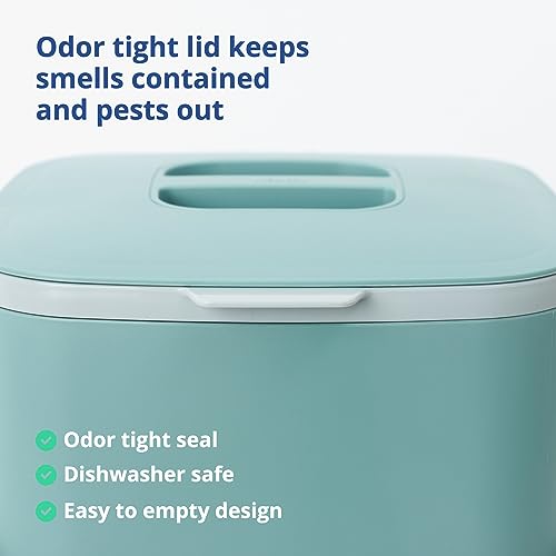 Kitchen Compost Bin 1.32 Gal / 5L with Lid & Handles - Green, Modern Design