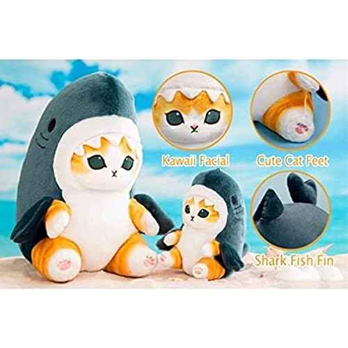 Cute Shark Cat Plush Toy, 8'' Cat Face Shark Stuffed Animal Plushies Doll, Kawaii Soft Stuffed CatShark Pillow for Boys and Girls Birthday Gift (Blue)