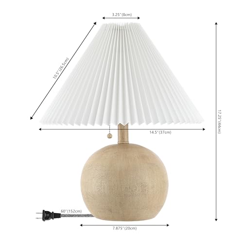 JONATHAN Y Aksel Sphere Table Lamp 17.25in Beige Wood Finish, Modern Coastal Design