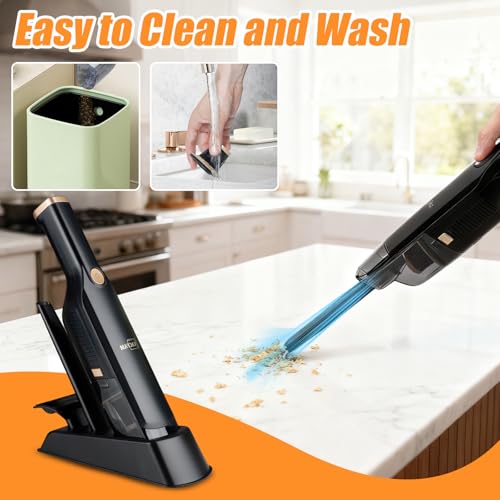 Cordless Handheld Vacuum Cleaner with Storage Dock - Black, 15KPa Suction
