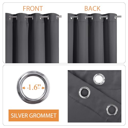 Soundproof Blackout Curtains 84 Inches, 3 Layers, Pack of 2, Grey