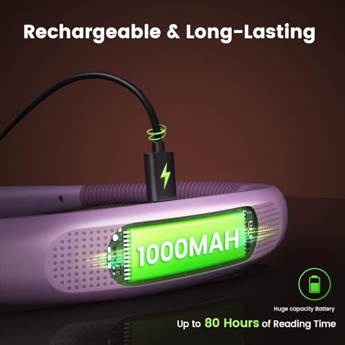 Glocusent Rechargeable LED Neck Reading Light - Purple, Medium, 80-Hour Battery