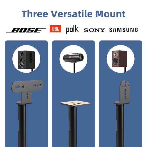 Adjustable Speaker Stands Pair - Universal Satellite & Bookshelf Speakers, 28-38 Inches, Home Theater Audio Support