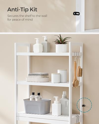 Over-the-Toilet Storage Shelf Bamboo 3 Tiers Cloud White - Adjustable Bathroom Organizer