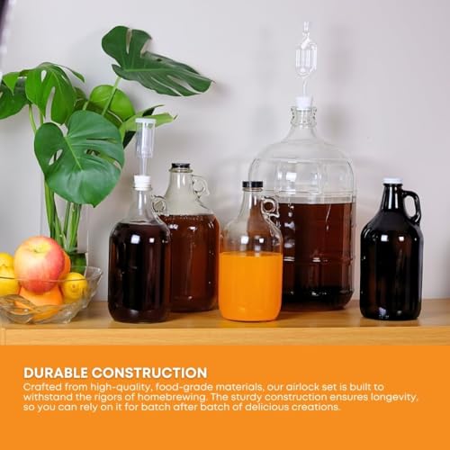 4 Pack 1 Gallon Glass Jugs with Airlocks & Caps for Homebrewing - Variations of 128 Fl Oz