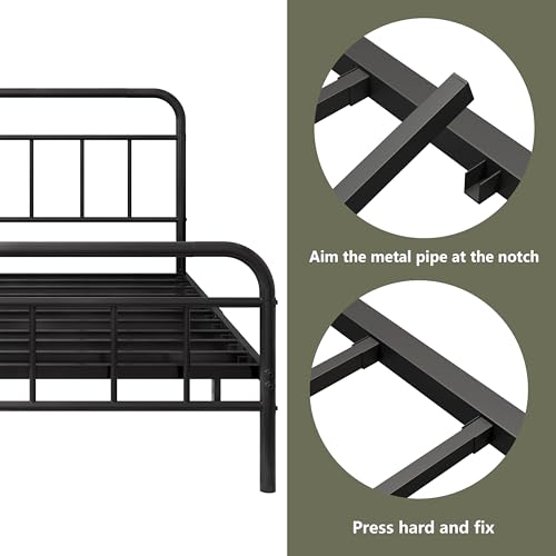 Easllre 14-Inch Twin Metal Bed Frame with Storage - Heavy Duty, Easy Assembly