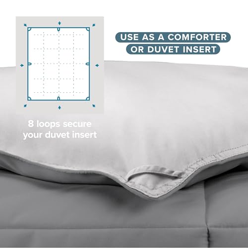 Bare Home Reversible Comforter Full Grey/Light Grey - Ultra-Soft Bedding