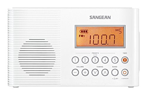 Sangean H201 Waterproof AM/FM Shower Radio with NOAA Weather Alert, White, IPX7