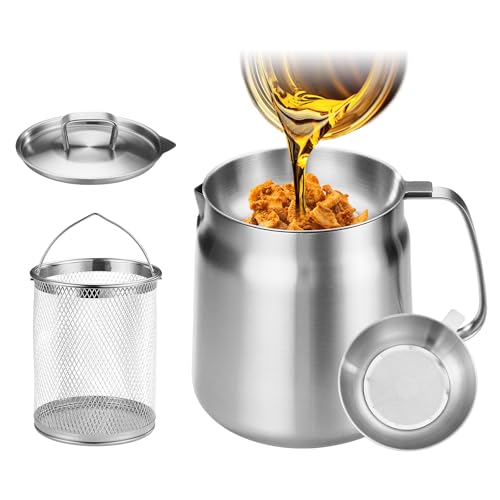3.7 Quart Stainless Steel Deep Fryer Pot with Basket & Oil Strainer - Dishwasher Safe
