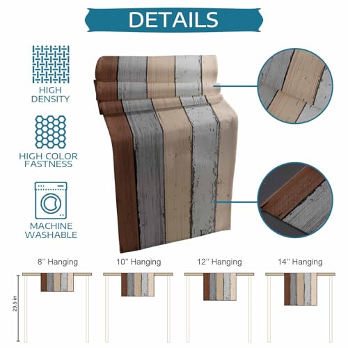 Vandarllin 13x70 Brown Grey Farmhouse Table Runner - 70-72in Rustic Burlap Cotton Decor
