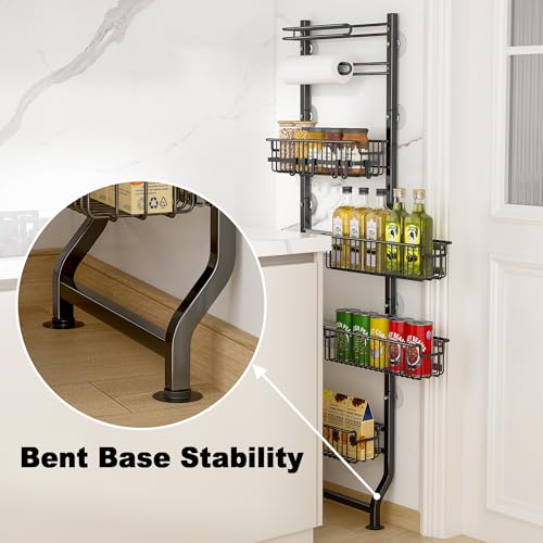 Black 6-Tier Slim Corner Shelf - Narrow Storage Organizer for Kitchen and Pantry