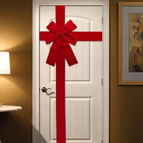 RSN 14 Ft Large Red Christmas Door Ribbon Bow—Front Door Decor, One Size