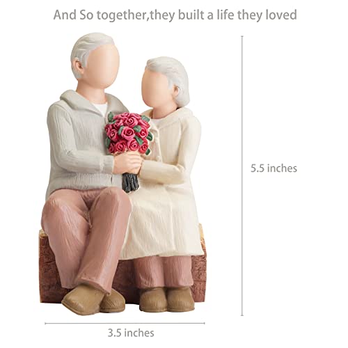 Rose Couple Figurine - Hand Painted Wedding Anniversary Home Decor Sculpture, CAMSOON Variation