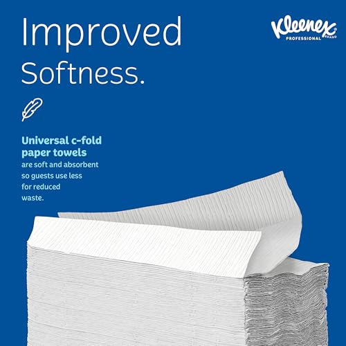 Kleenex C-Fold Paper Towels Bulk Pack 150 Sheets, Soft, Absorbent, Recycled White