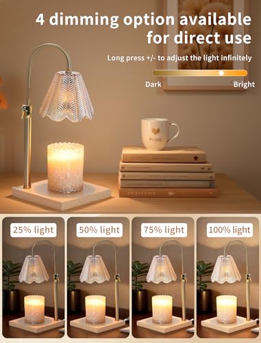 Candle Warmer Lamp with Timer & Dimmer, 2 Bulbs, Height Adjustable,
