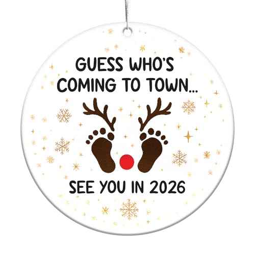 Baby Announcement Ornament 2026, 2 Side Printed Acrylic Ornaments, Baby Coming 2026 Ornaments, Pregnancy Announcement Ornament, Pregnancy Gifts for Expecting Mom, New Born Baby Girls Gift