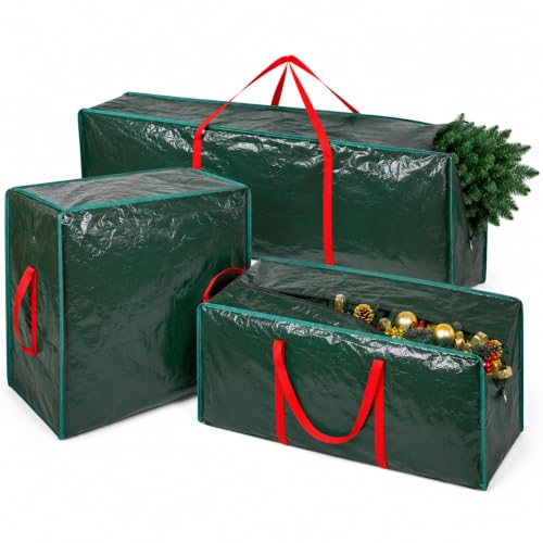 STIRZEST 3-Pack Christmas Tree Storage Bags Heavy-Duty Large & Small with Reinforced Handles