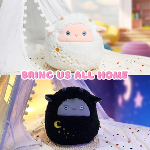 Lamb Plush Pillow Cute White Sheep Plush Toy Soft Fuzzy Lamb Hugging Pillow Stuffed Animal Easter Birthday Gifts for Kids Girls Boys