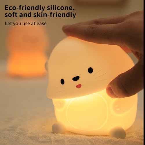Cute Otter Night Light, Dimmable Nursery Lamps, Super Squishy Silicone Timer USB Rechargeable Touch Control RGB Night Lamp for Kids Adults, Used for Camping Party Room Decor (Otter)