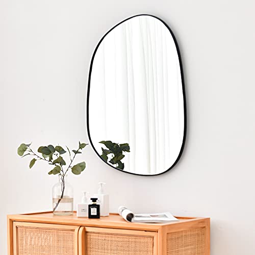 ELEHUME 21x27 Inch Mat Black Asymmetrical Wall Mirror - Modern Framed Decor