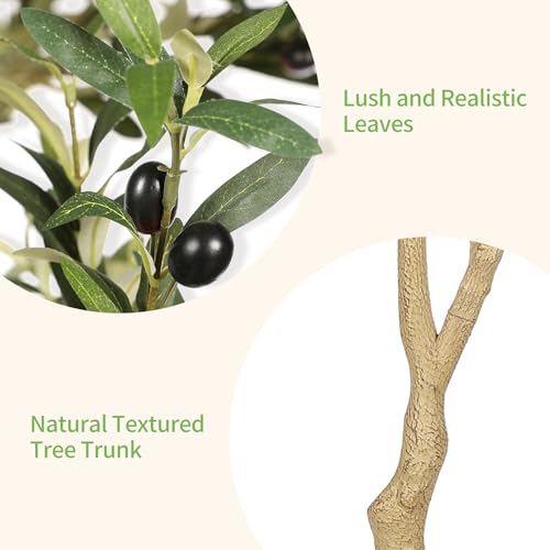 6ft Faux Olive Tree - Realistic Artificial Indoor Plant, Weathered Trunk & Lifelike Leaves