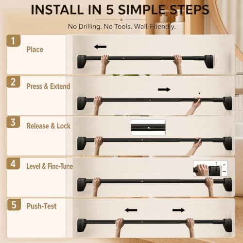 Heavy-Duty Tension Curtain Rod 41-126 Inch No-Drill Adjustable Shower & Window Rod