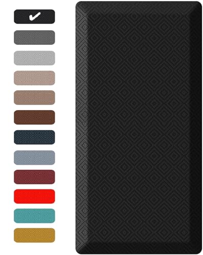 Ophanie Black 24x70 Inch Thick Anti-Fatigue Standing Mat for Kitchen & Office