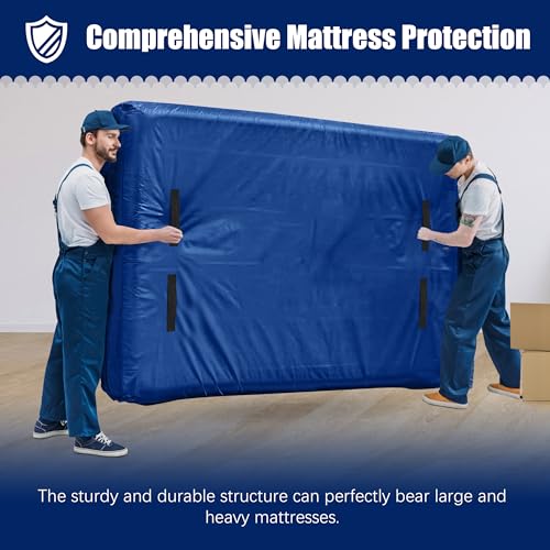 Queen Mattress Bag with 8 Handles - Extra Thick Reusable Moving Cover - Blue, Pack of 2