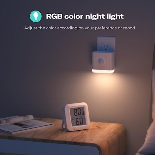 4 Pack Smart Night Lights with Motion & Light Sensors - RGB Color & Dimmable, Zigbee Repeater Compatible