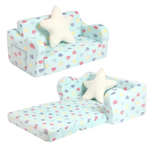 MOMCAYWEX Kids Sofa Chair, Extra Wide 2-in-1 Foldable