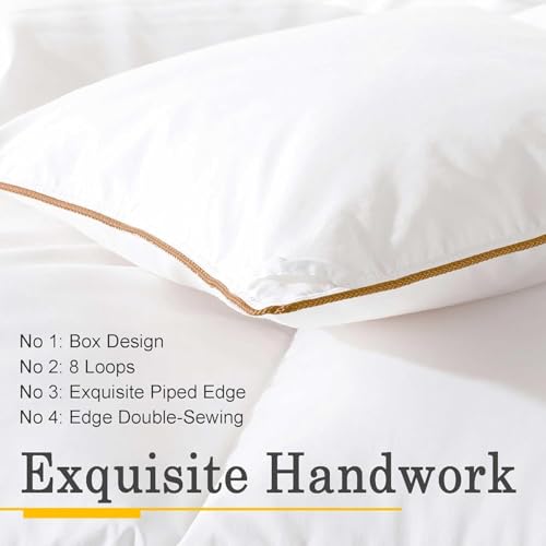 White King Size Feather Down Fiber Comforter - All Seasons Cotton Duvet Insert