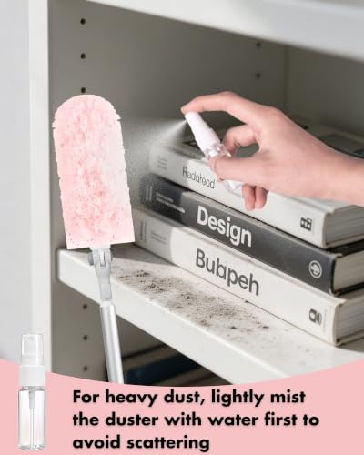 Nicemiya Extendable Duster Kit with 50 Pink Refills & 6ft Handle – Rotatable & Versatile Cleaning Tool