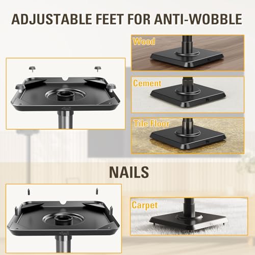 Height Adjustable Speaker Stands for Bookshelf Speakers - 9.4" W x 18" H, Black, Compatible with Most Brands