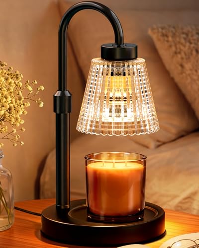 Girece Black Plate Candle Holder with Warmer, Timer & Dimmer - 5.9in