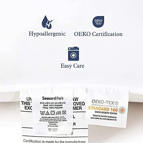 Supportive Standard Bed Pillow Set of 2 - 20x26 Inch Down Alternative Cooling Shams for Sleep & Decor - Variation of THIS listing