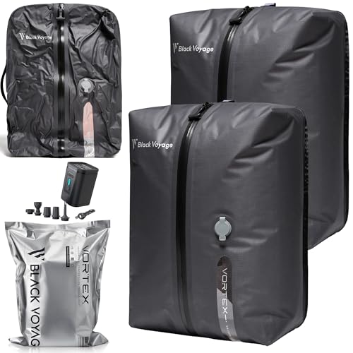 Gray Reusable Vacuum Compression Travel Bag 18L for Carry-On Suitcase & Backpack - 2-Pack with Pump