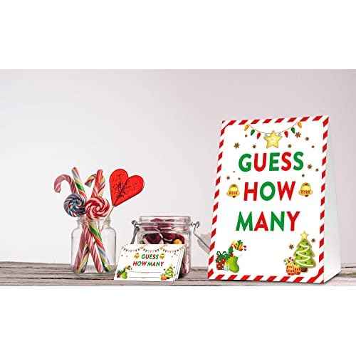 Christmas Bridal Shower Game Sign and Card, Christmas Find How Many Party Game Set, 1 Sign With 50 Find Tickets ?LK-016