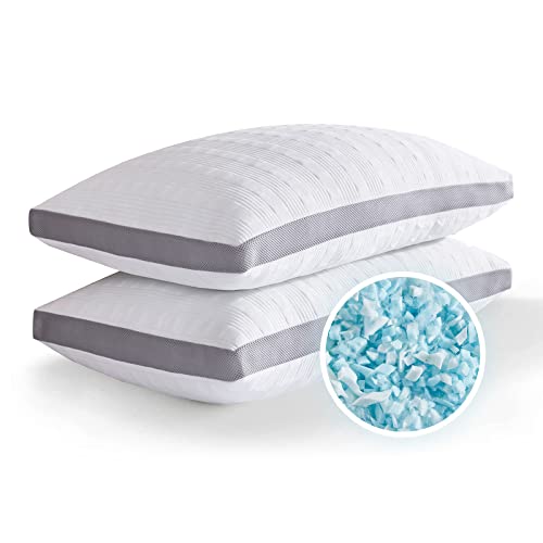 Queen Size Cooling Gusseted Pillow Set of 2 - Adjustable Memory Foam Support