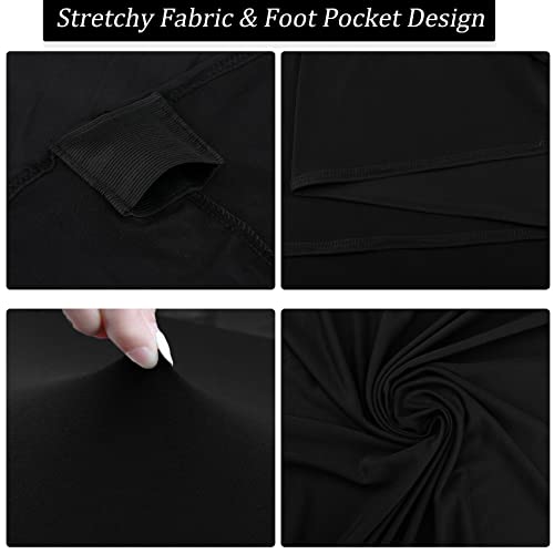 Black 5FT Round Spandex Tablecloth - Stretchable, Washable, Fitted for Wedding & Party Tables - 4 Pack