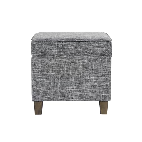 HomePop Slate Grey Square Storage Ottoman with Lift-Off Lid - Large