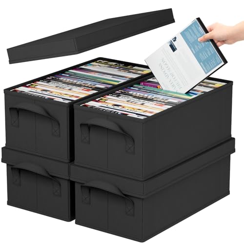 Lifewit 4 Pack DVD Storage Box Set with Lid - Stackable, Holds 100 DVDs, 15.7 x 7.9 x 6.3 Inches