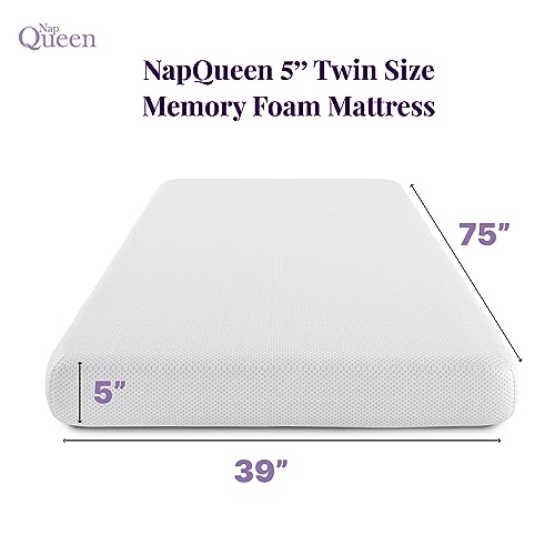 5 Inch Twin Memory Foam Mattress - Medium Feel, CertiPUR-US, Bed in a Box, Breathable Cover - White